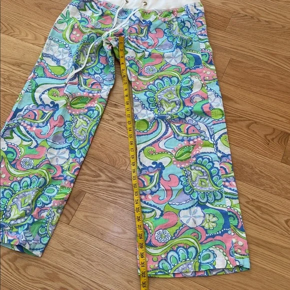 NWT! Lilly Pulitzer XL Multi conch republic linen beach pant .